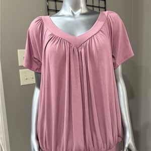 Zenana Outfitters Pink Ruched Blouse